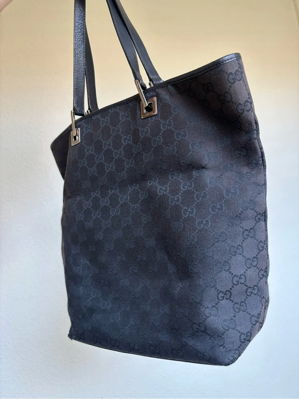 Gucci Black GG Monogram Canvas Tote
